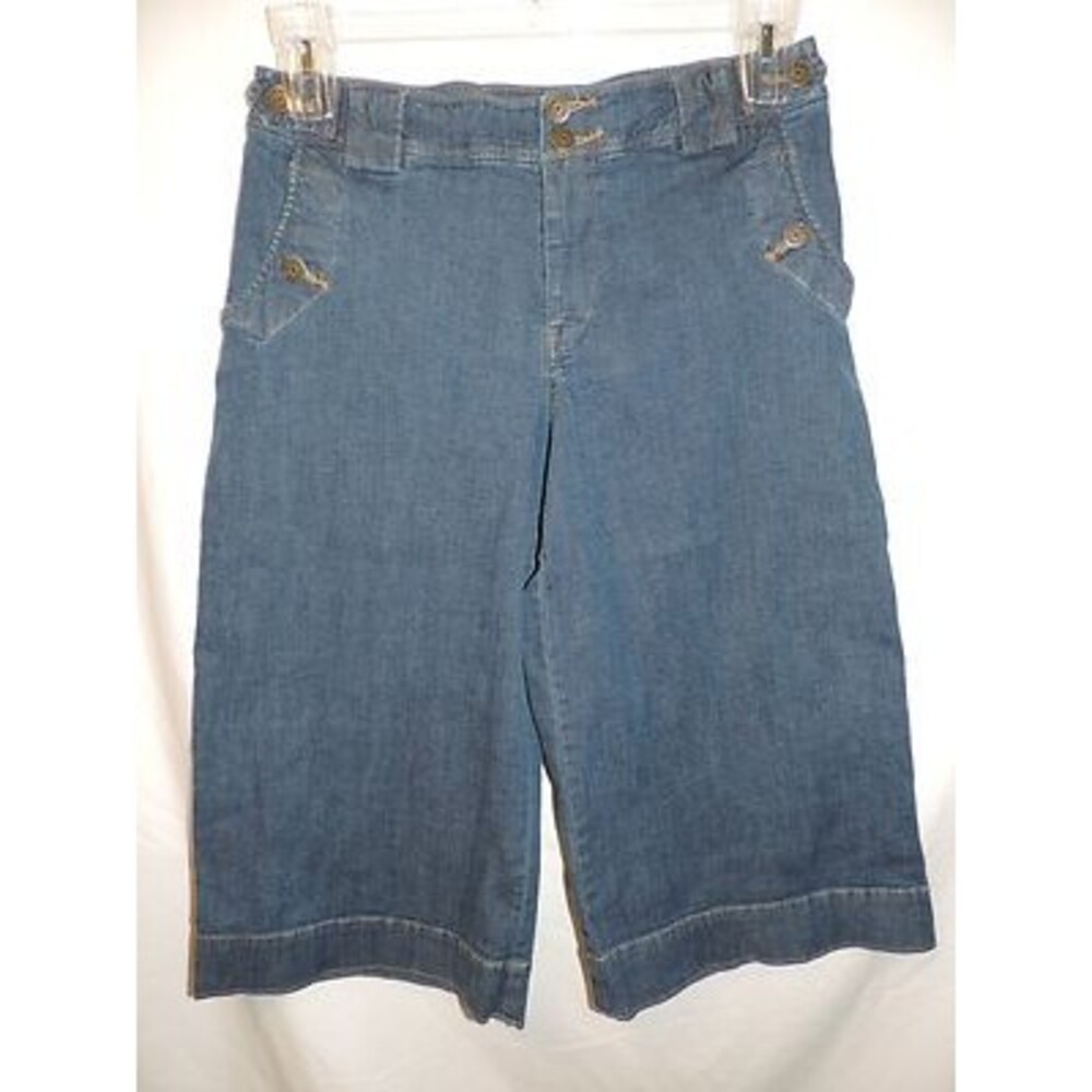 Relativity Womens Denim Bermuda Capri Shorts Size 6P Blue Stretch